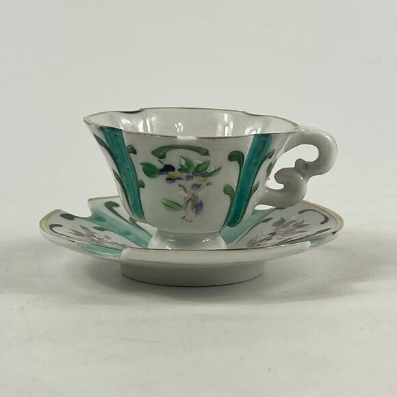 Armando Grave Portugal Demitasse Cup Saucer Hand Painted Floral AG Pintado à Mão - Picture 3 of 16